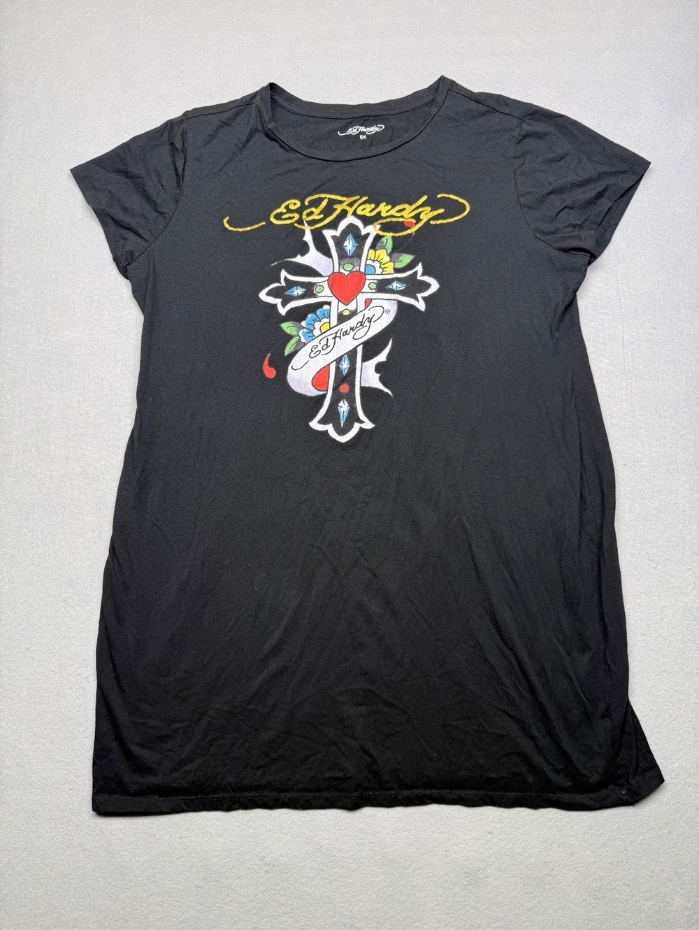 Ed Hardy T-Shirt Women's 3X Black Graphic Cross